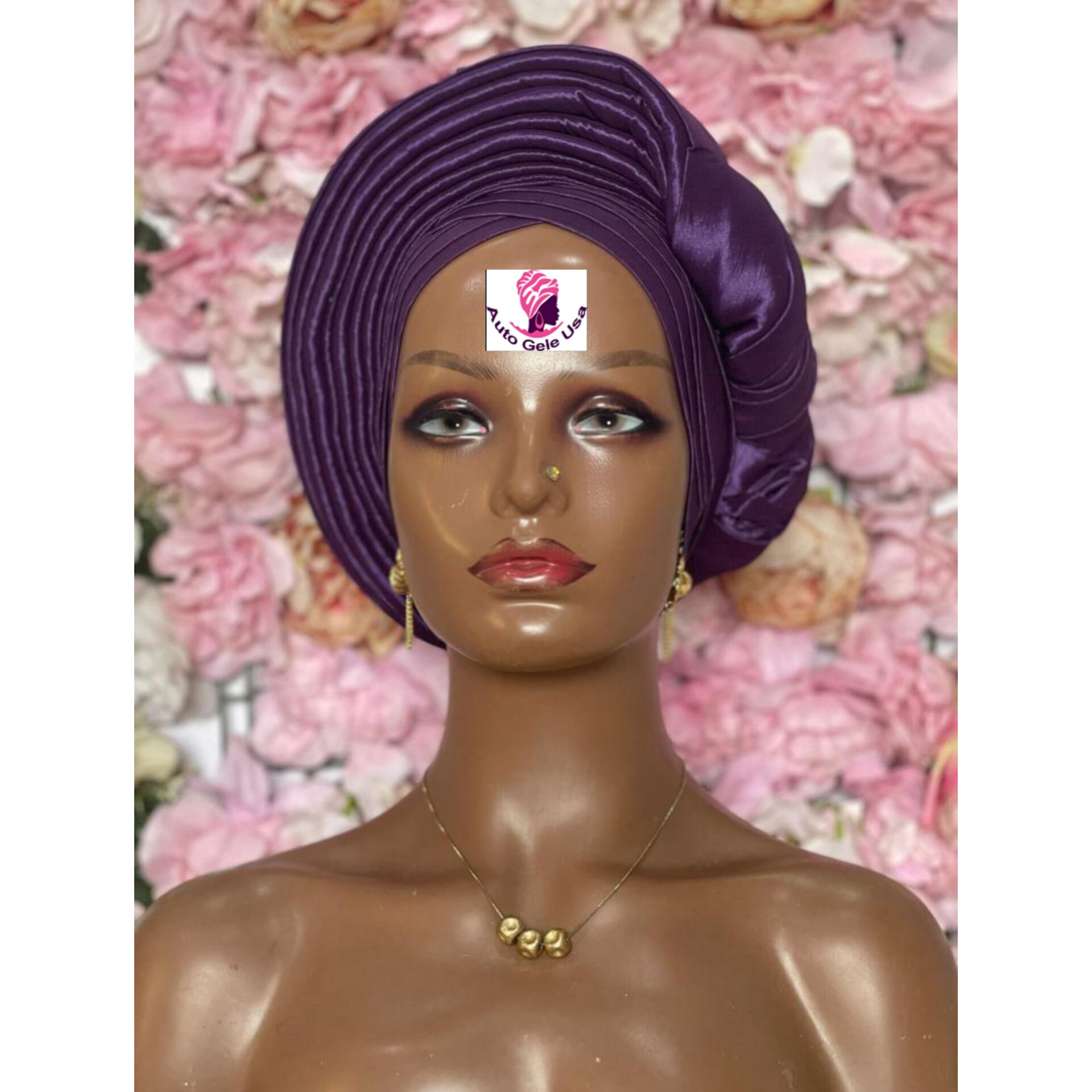 086 Royal blue color gele hat Autogele in USA