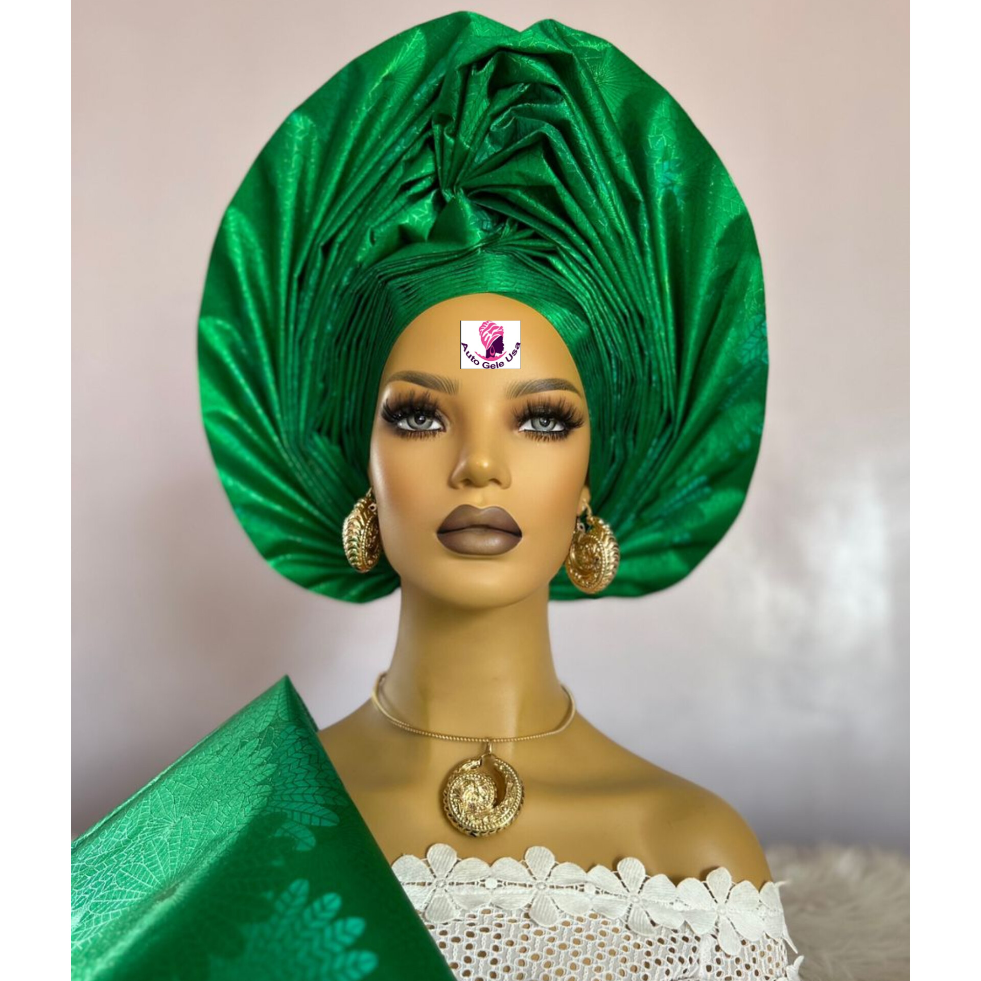 102 Army green color aso oke gele hat – Autogele in USA